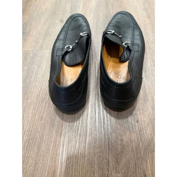 Gucci Mens Black Leather Horsebit Loafers Silver Hardware Made in Italy 12.5 - Picture 4 of 10